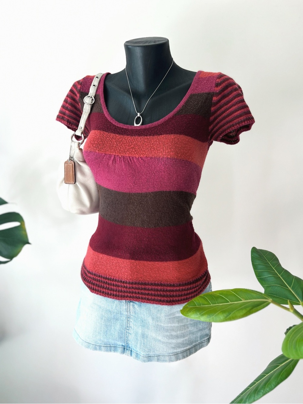 2003 Vintage BUM Equipment | y2k Knit Mohair Babydoll Top
